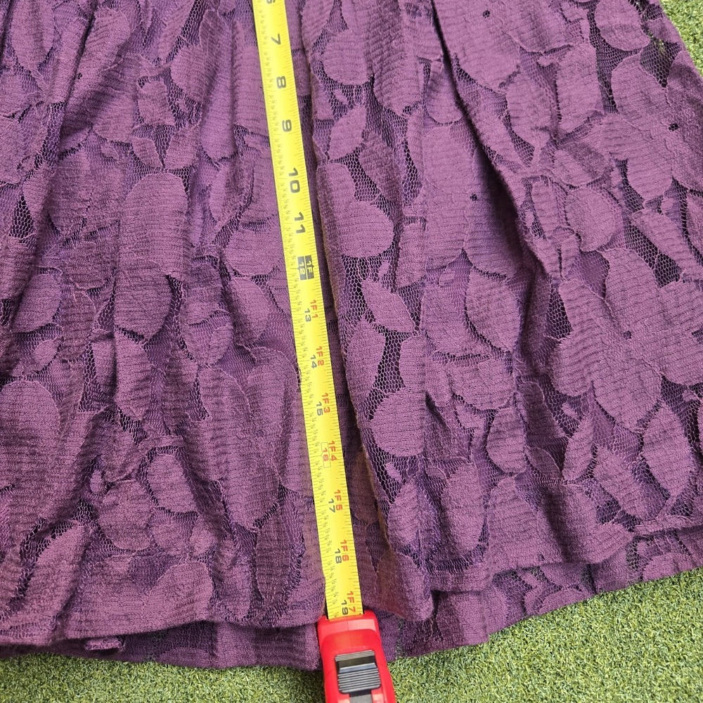 LOFT Skirt Women's 12P Purple Lace Floral Mini Ann Taylor - Picture 8 of 9